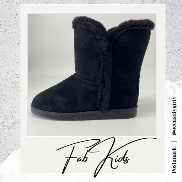 fabkids Other - NWOT Fabkids Faux Fur Lined Black Fuzzy Boots